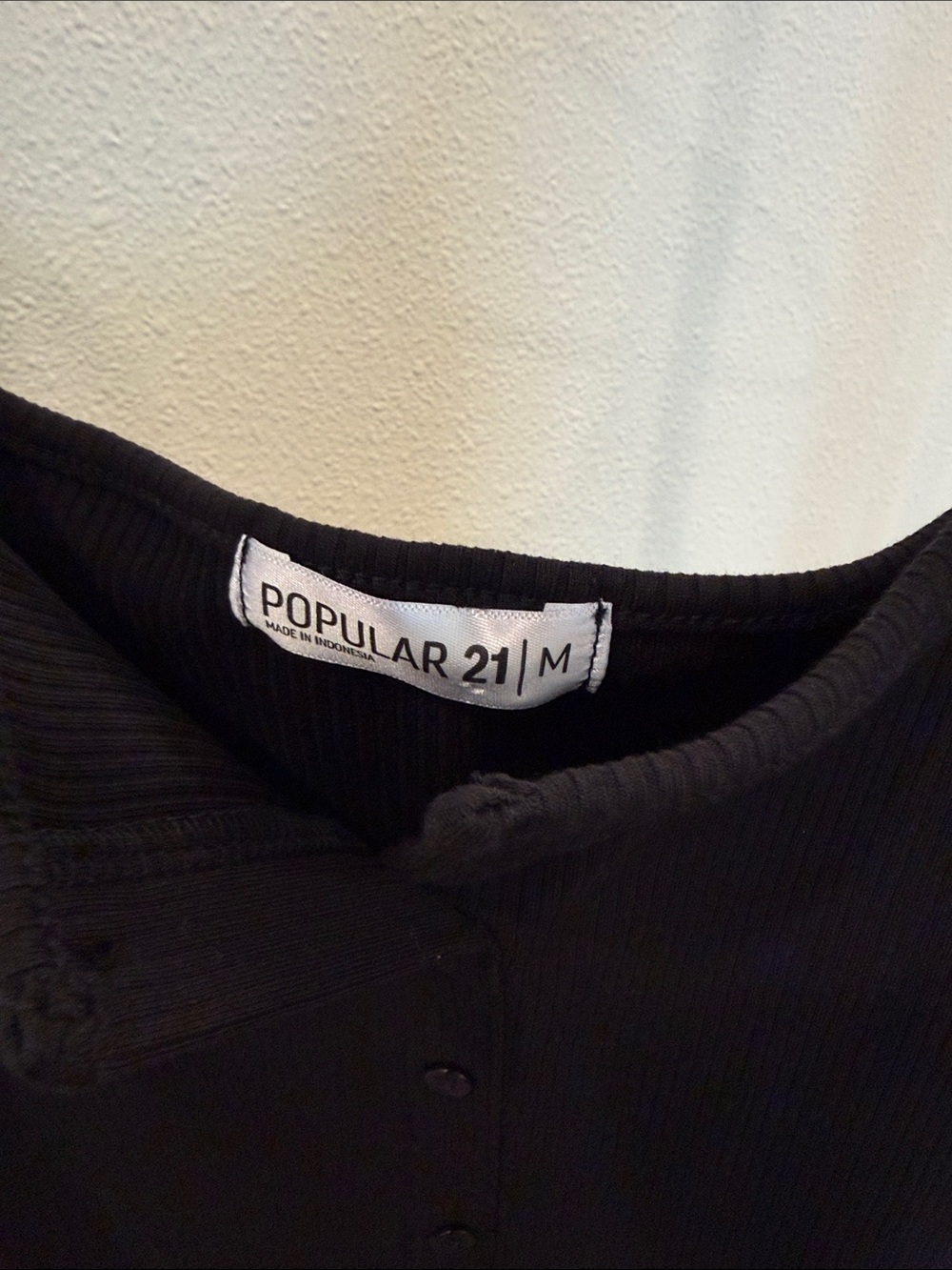 Sleek Black Ribbed Button-Front Mini Dress - Picture 2 of 3